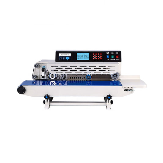 180TP Mini Horizontal Table Continuous Sealing Machine Plastic Bag Band Sealers with Inkjet Coding