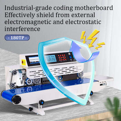 180TP Mini Horizontal Table Continuous Sealing Machine Plastic Bag Band Sealers with Inkjet Coding